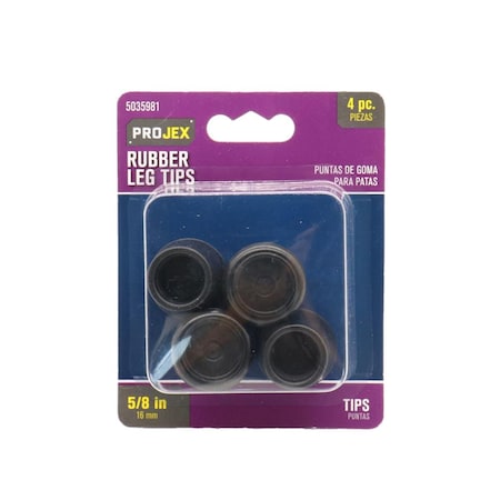 Kd Gabinetes 0.625 in. Rubber Leg Tip Black Round, 4PK KD3305889